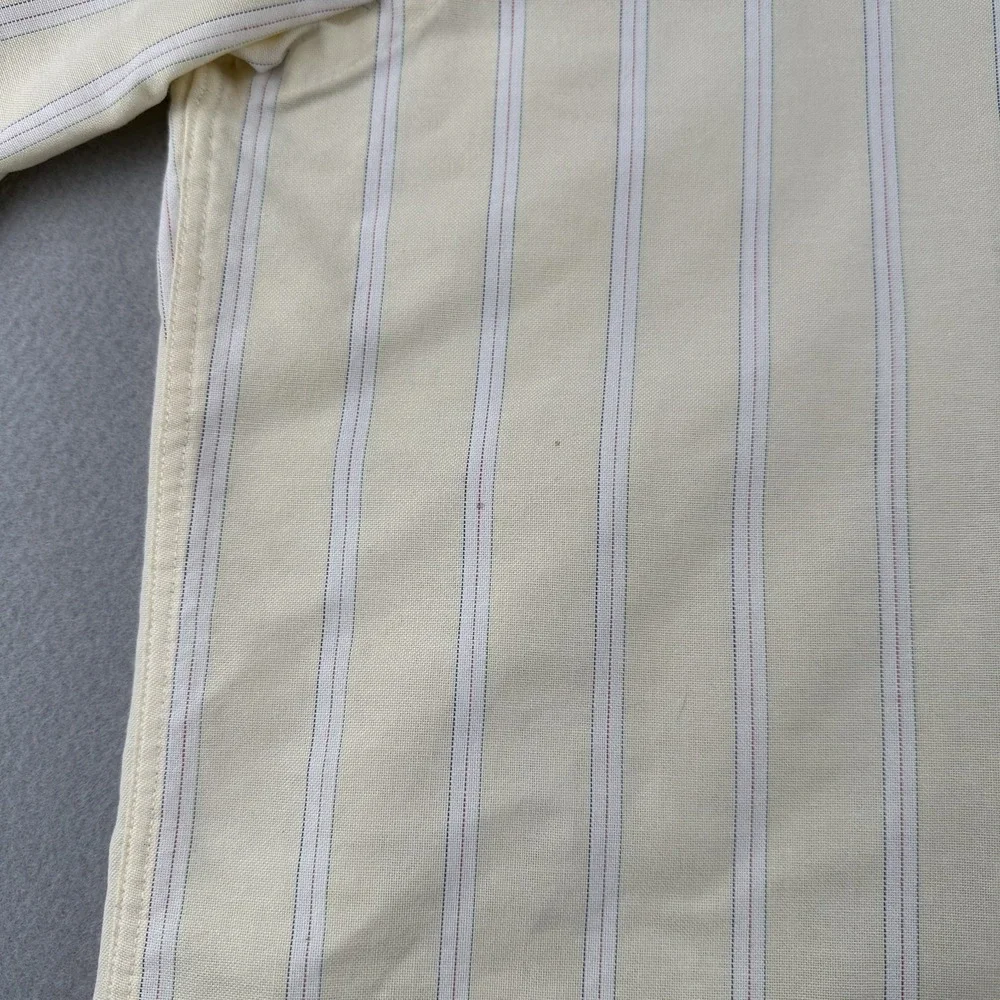 Vintage 70s Arrow Dover Yellow Striped Cotton Blend Shirt Mens 15‎ 1/2 Made USA